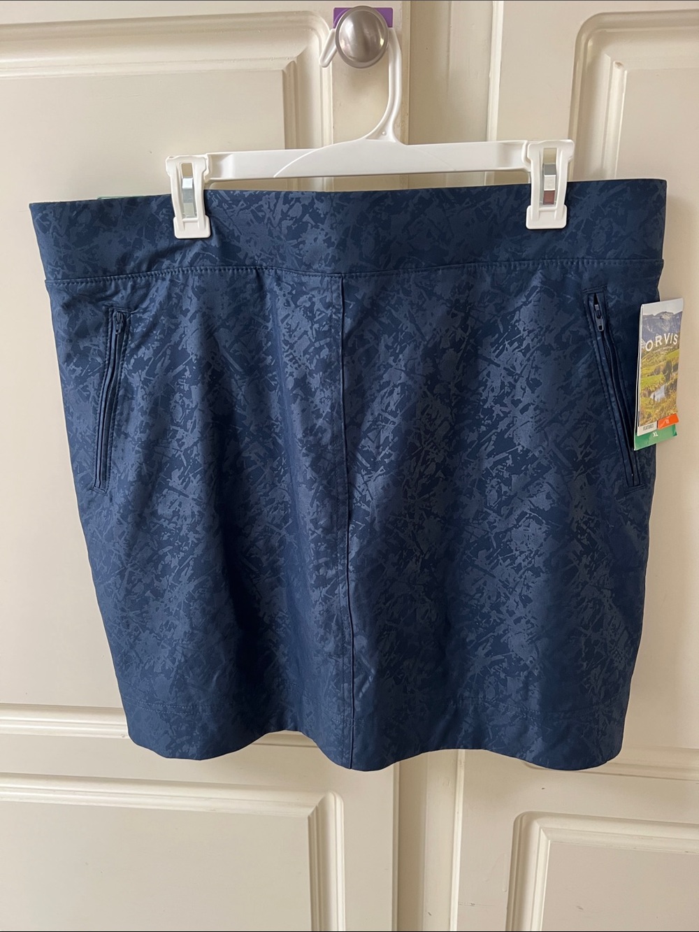 Orvis Navy Patterned Skort with Zip Pockets